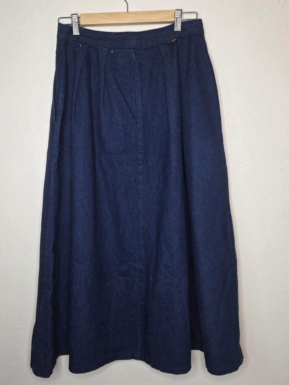 Vintage 90s Wrangler Dark Wash Button Front Denim Midi Skirt 100% Cotton Western - Picture 5 of 8
